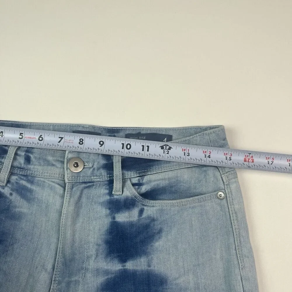 J Jill Denim High Rise Cropped Jeans 4 Blue Tie Dye Grunge Festival Coastal Boho